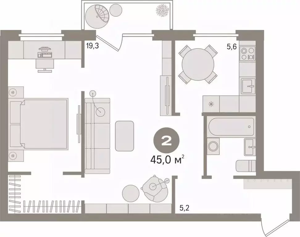 2-к кв. Свердловская область, Екатеринбург пер. Короткий, 4 (45.0 м) - Фото 2
