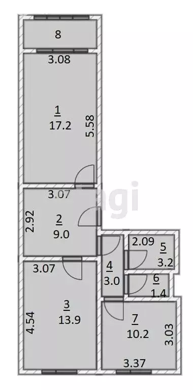 2-комнатная квартира: Калуга, Минская улица, 5 (57.9 м) - Фото 2