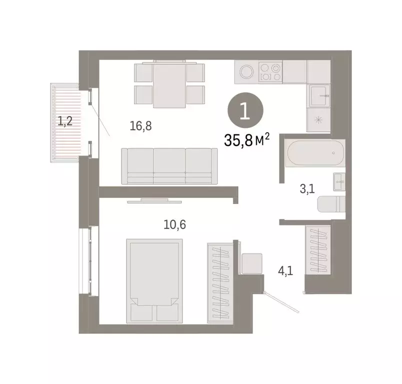 2-комнатная квартира: Москва, Тагильская улица, 6/1 (35.8 м) - Фото 0
