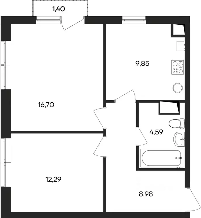 2-к кв. Крым, Евпатория городской округ, Заозерное пгт Кубики жилой ... - Фото 1
