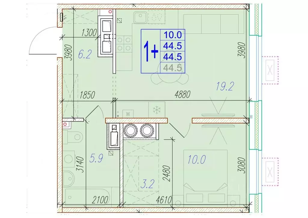 1-к кв. Астраханская область, Астрахань ул. Трофимова, 10 (44.5 м) - Фото 1