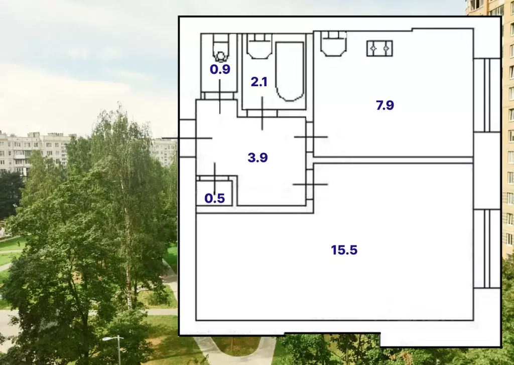 1-к кв. Санкт-Петербург Пискаревский просп., 40 (30.8 м) - Фото 0