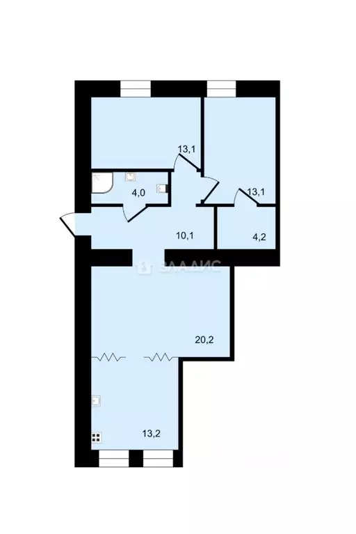 3-к кв. Санкт-Петербург ул. Союза печатников, 13-15 (77.9 м) - Фото 1