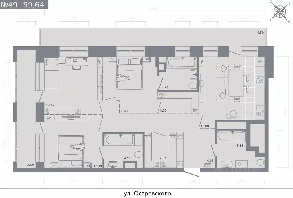 3-к кв. Татарстан, Казань Кастура Таун жилой комплекс (99.64 м) - Фото 0