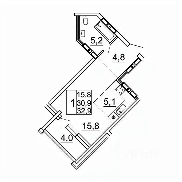 1-к кв. Приморский край, Владивосток Лесная ул., 1В/1 (32.9 м) - Фото 1