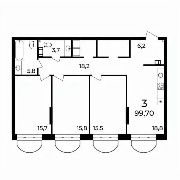 3-к кв. Нижегородская область, Нижний Новгород ул. Воровского, 8 (99.7 ... - Фото 0