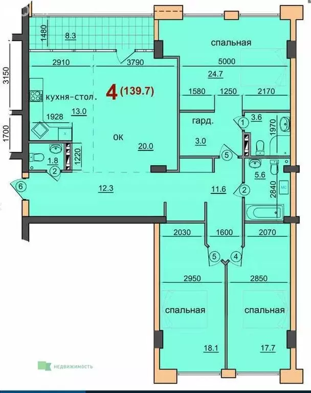 4-комнатная квартира: Ставрополь, Октябрьская улица, 194к1 (139.7 м) - Фото 0