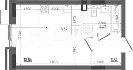 Квартира-студия, 26м, 3/22эт. - Фото 1