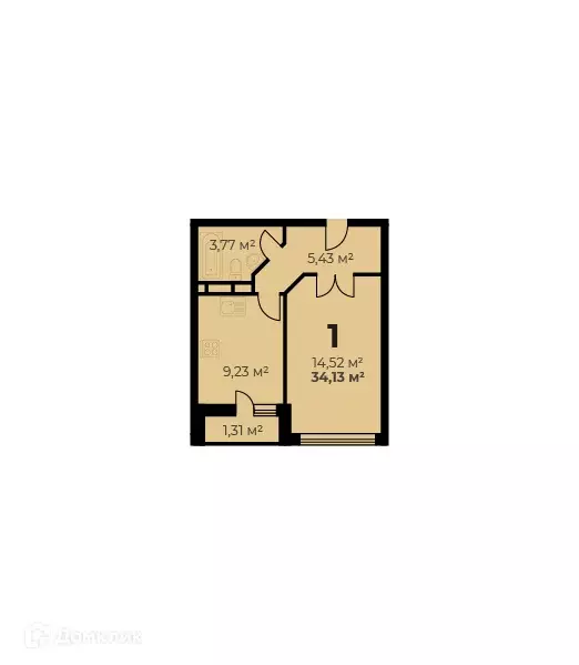 Продаётся 1-к квартира, 34.13 м - Фото 0