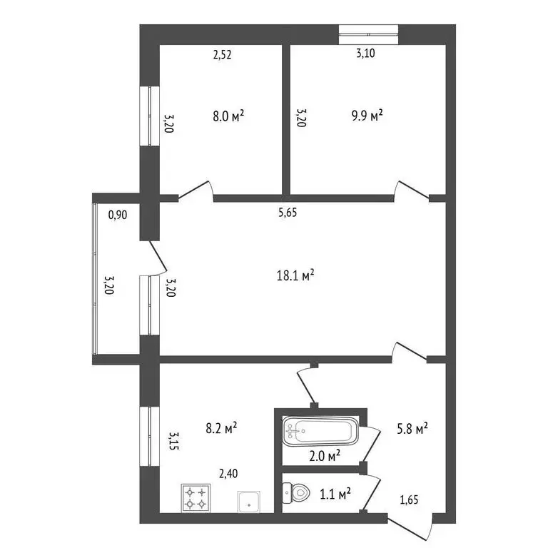 3-комнатная квартира: Благовещенск, 2-й микрорайон, улица Кантемирова, ... - Фото 1