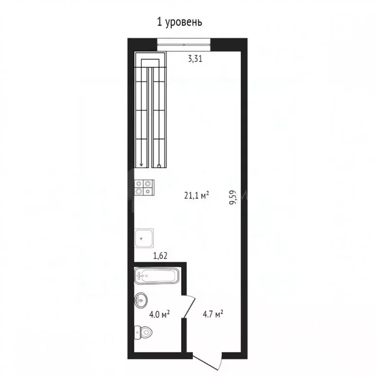 2-к кв. Тюменская область, Тюмень ул. Чернышевского, 1Б (50.0 м) - Фото 1