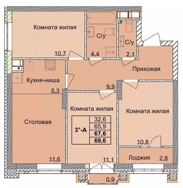 3-к кв. Нижегородская область, Нижний Новгород 1-я Оранжерейная ул. ... - Фото 0