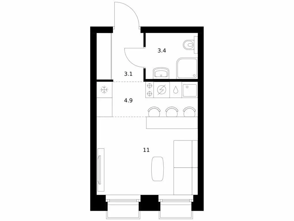 Квартира-студия: Казань, проезд Владимира Шнеппа (22.4 м) - Фото 0