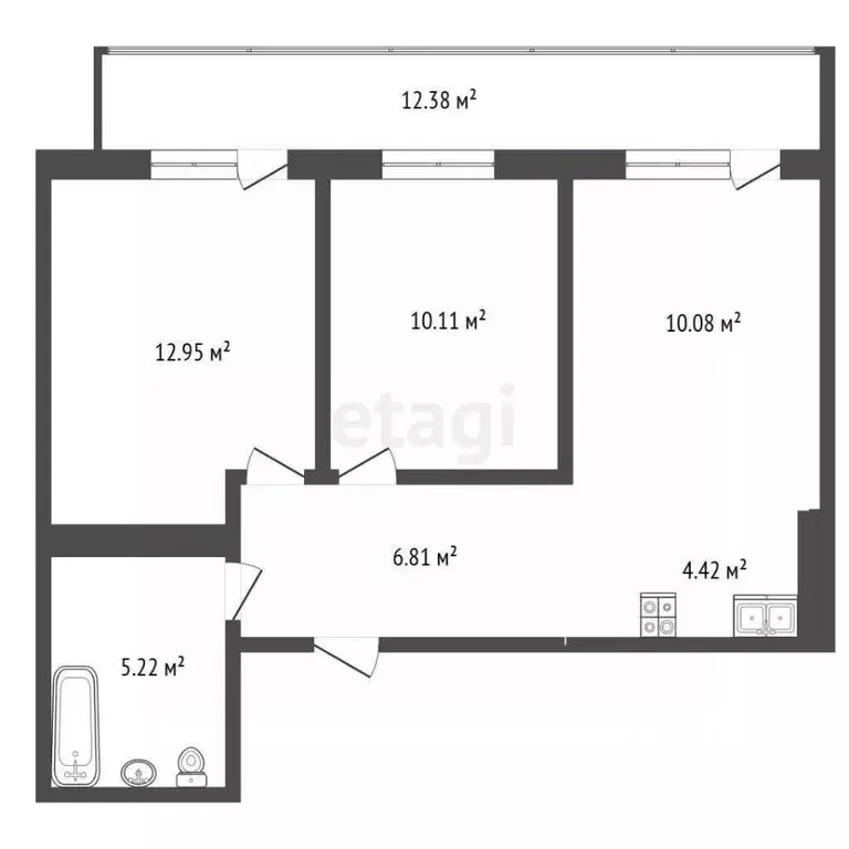 3-к кв. Татарстан, Набережные Челны ул. Раскольникова, 9 (57.0 м) - Фото 1