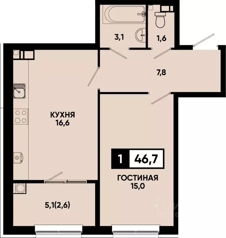 1-к кв. Ставропольский край, Кисловодск Моя Легенда жилой комплекс ... - Фото 1