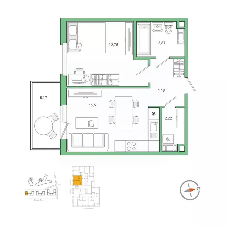 1-к кв. Ленинградская область, Гатчина ул. Чехова, 39 (40.3 м) - Фото 1