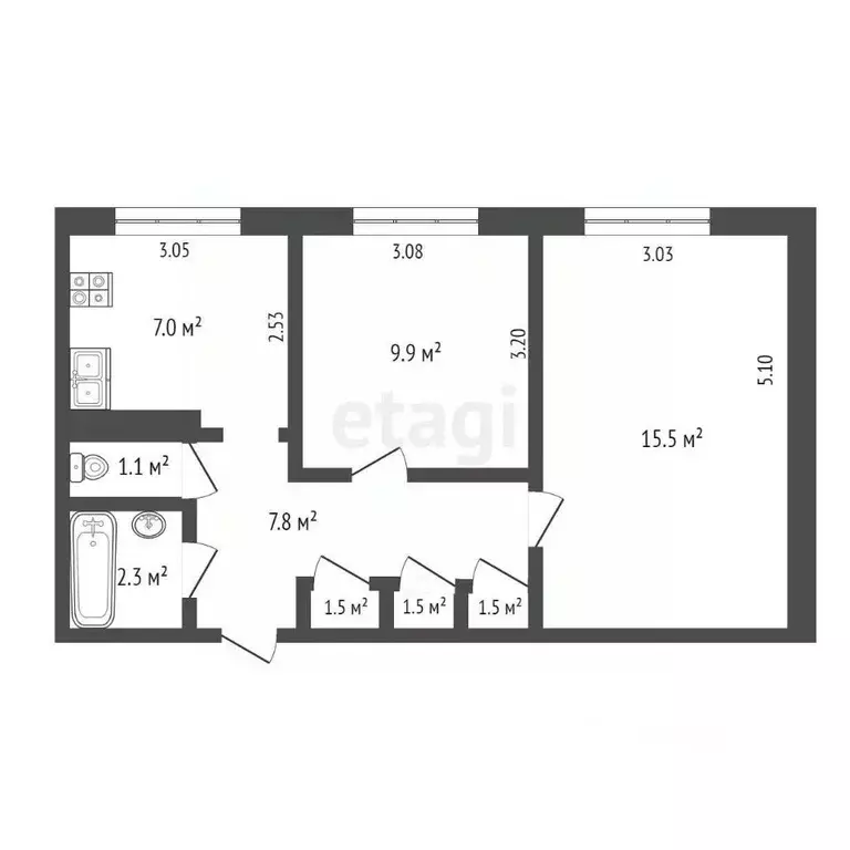 2-к кв. Ямало-Ненецкий АО, Ноябрьск Советская ул., 90А (45.1 м) - Фото 1