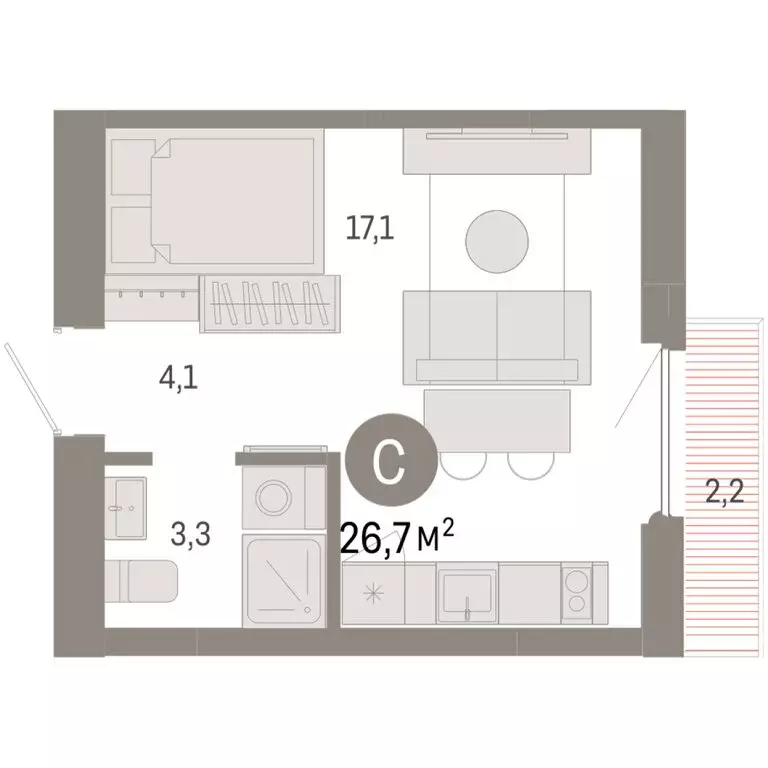 Квартира-студия: Новосибирский район, рабочий посёлок Краснообск, 3-й ... - Фото 2