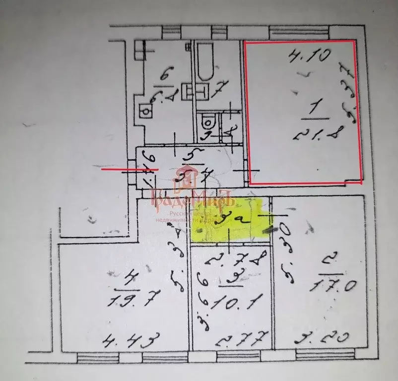 Комната Москва Архангельский пер., 11/16С4 (21.8 м) - Фото 2