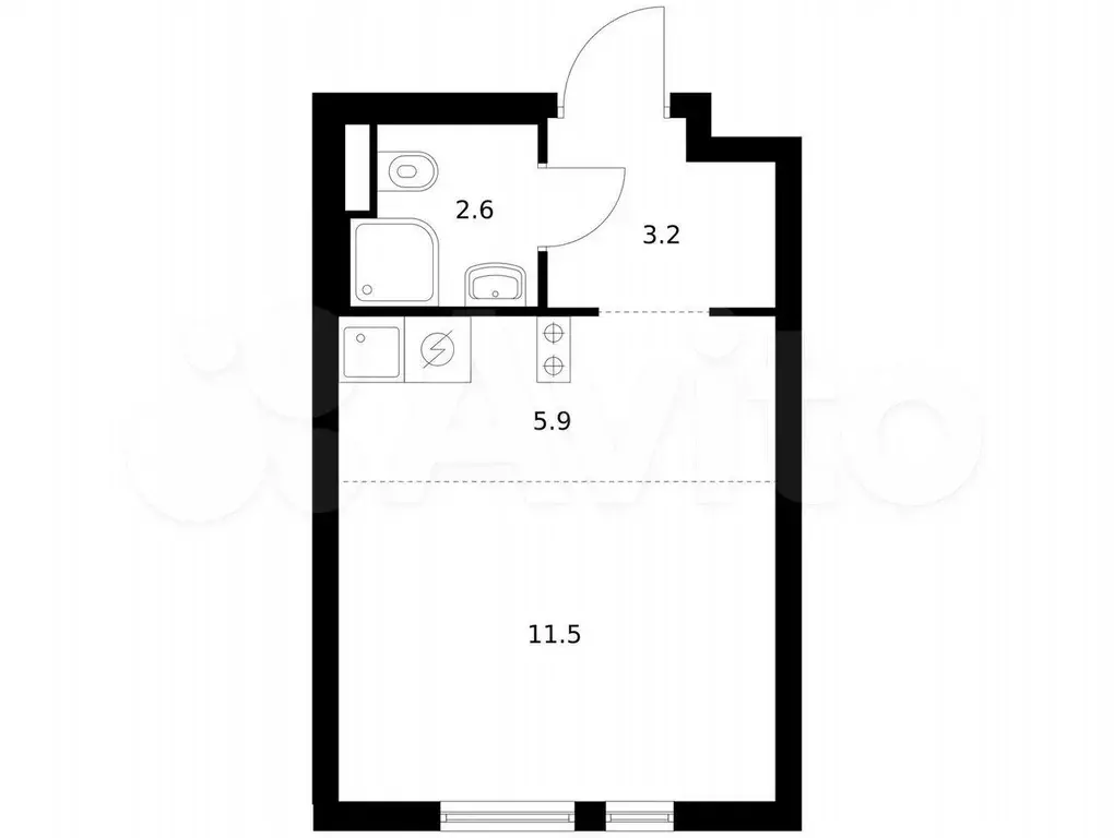 Квартира-студия, 23,2 м, 6/9 эт. - Фото 0