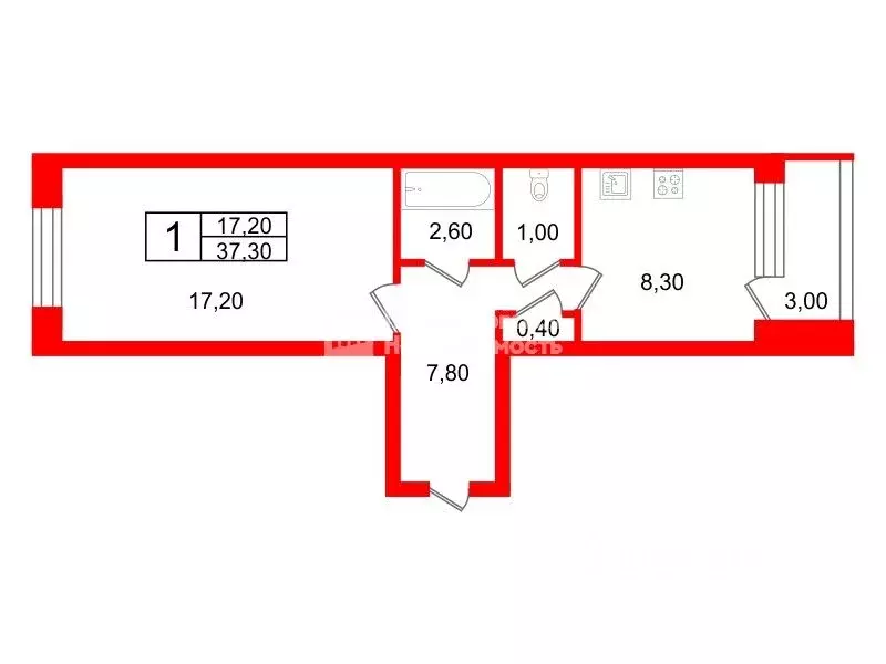 1-к кв. Санкт-Петербург ул. Котина, 8К1 (37.3 м) - Фото 1