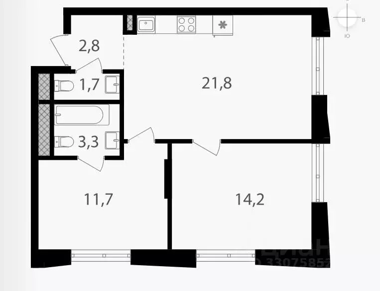 3-к кв. Москва 1-й Кирпичный пер., 15А (55.5 м) - Фото 1