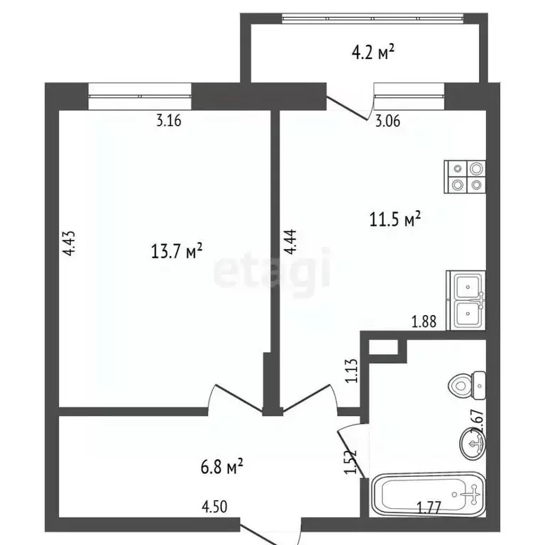 1-к кв. Тюменская область, Тюмень ул. Обдорская, 1к1 (36.7 м) - Фото 2