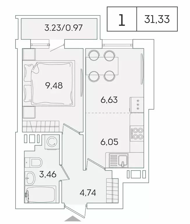 1-комнатная квартира: Мурино, Графская улица, 6к3 (30.4 м) - Фото 0