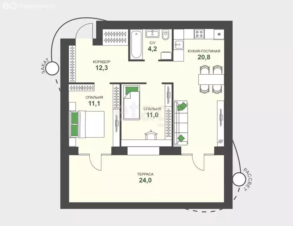 3-комнатная квартира: Бузулук, Рабочая улица, 70 (63.8 м) - Фото 1