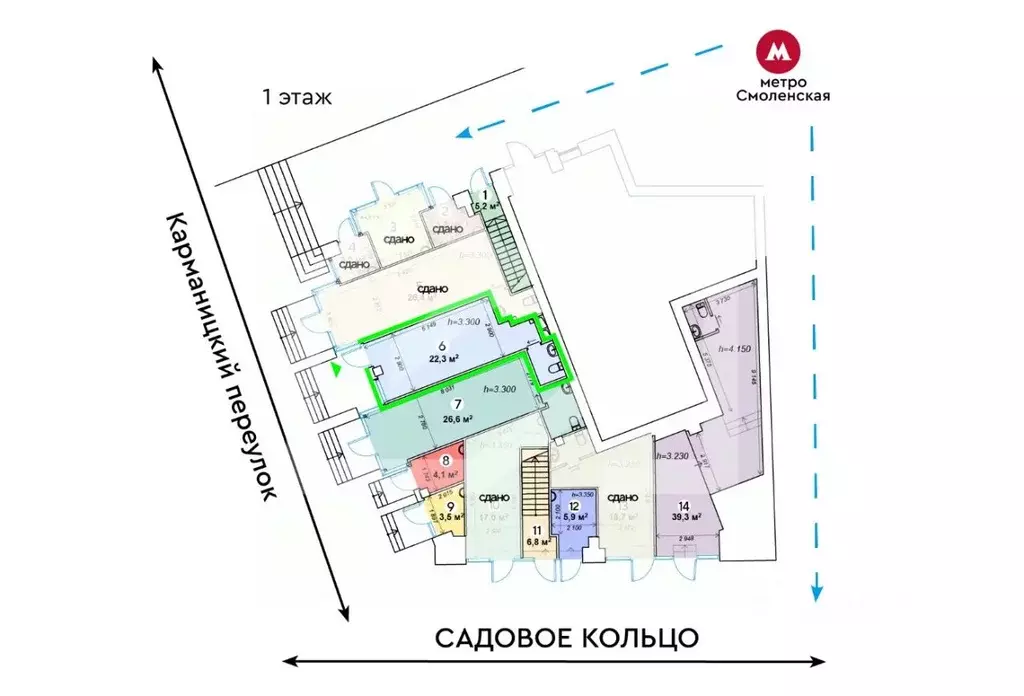 Помещение свободного назначения в Москва Троилинский пер., 5 (22 м) - Фото 2