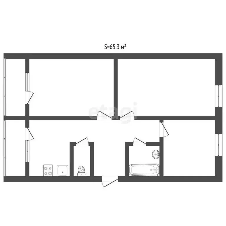 3-комнатная квартира: Заводоуковск, Заводская улица, 9А (64.1 м) - Фото 1