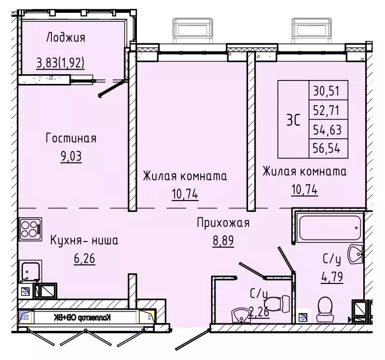 2-к кв. Ростовская область, Ростов-на-Дону ул. Текучева, 370/3 (53.96 ... - Фото 0