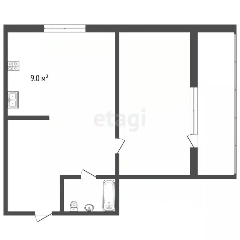 1-к кв. Севастополь ул. Комбрига Потапова, 23 (31.3 м) - Фото 2