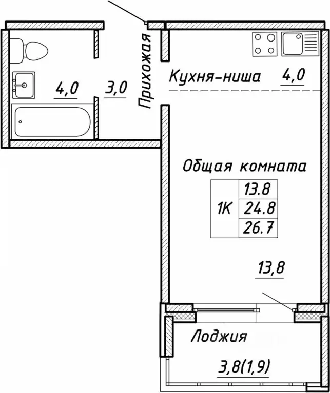 1-к кв. Новосибирская область, Новосибирск ул. Связистов, 13/1 (26.7 ... - Фото 0