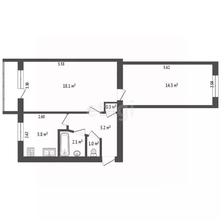 2-к кв. Татарстан, Альметьевск ул. Гафиатуллина, 7 (46.8 м) - Фото 2