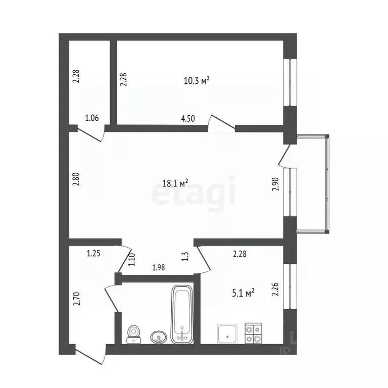2-к кв. Кемеровская область, Новокузнецк ул. Кирова, 35А (42.0 м) - Фото 1
