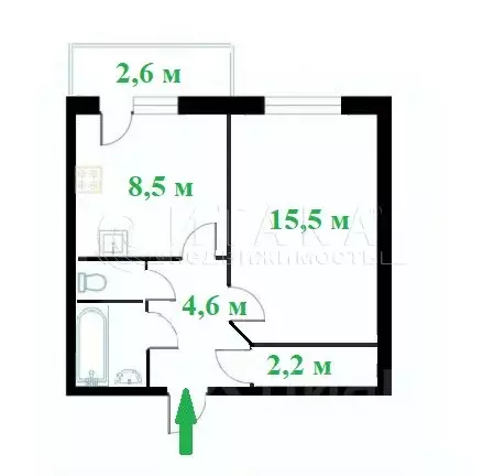 1-к кв. Санкт-Петербург ул. Руднева, 16 (34.7 м) - Фото 2