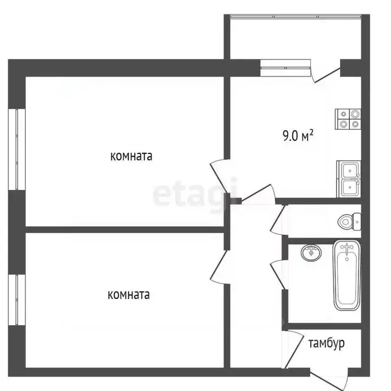 2-к кв. Владимирская область, Муром ул. Куликова, 25 (52.1 м) - Фото 1