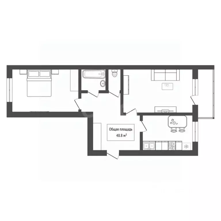 2-к кв. Алтай, Горно-Алтайск Гранитный пер. (48.8 м) - Фото 1