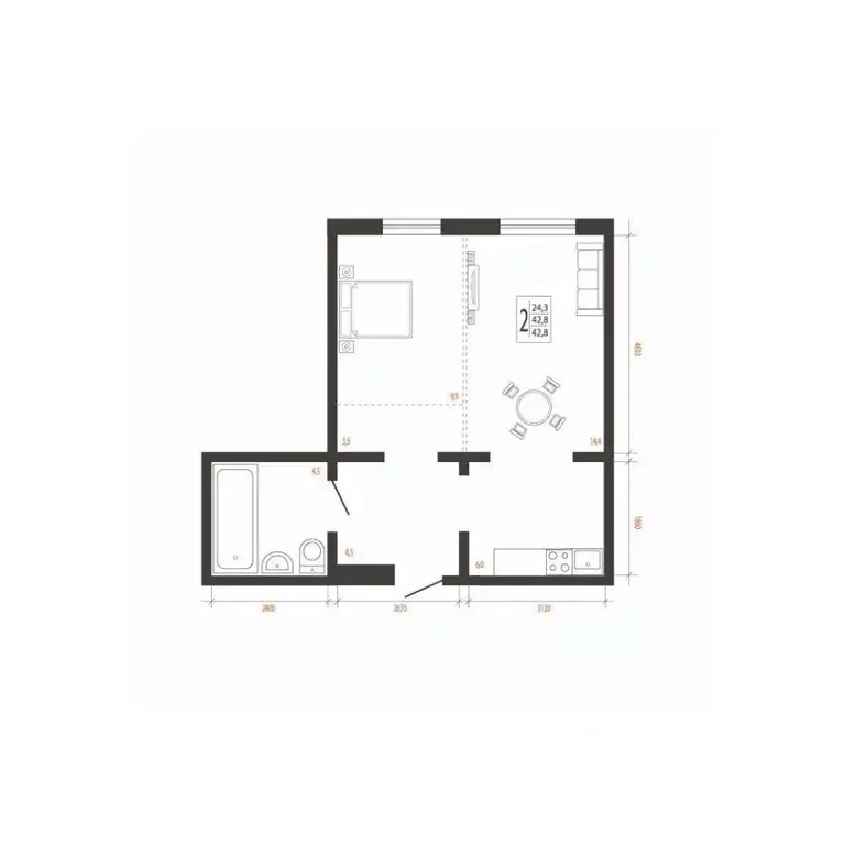 2-к кв. Иркутская область, Иркутск Сарафановская ул. (42.8 м) - Фото 0