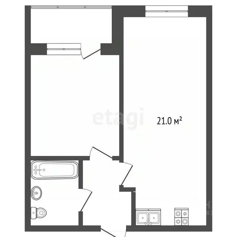 2-к кв. Ростовская область, Батайск ул. Энгельса, 182 (46.8 м) - Фото 2