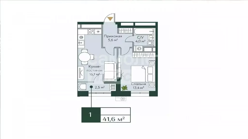 1-к кв. Волгоградская область, Волгоград Новосибирская ул., 74 (42.0 ... - Фото 2