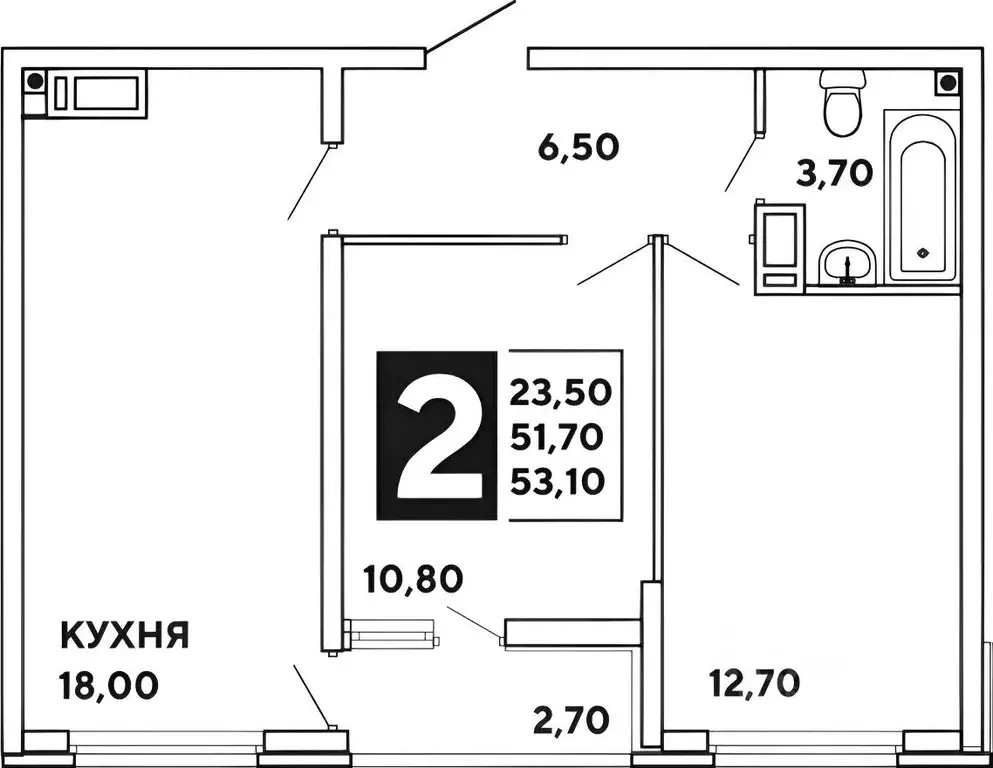 2-к кв. Краснодарский край, Краснодар ул. Западный обход, 39/2к5 (52.4 ... - Фото 2