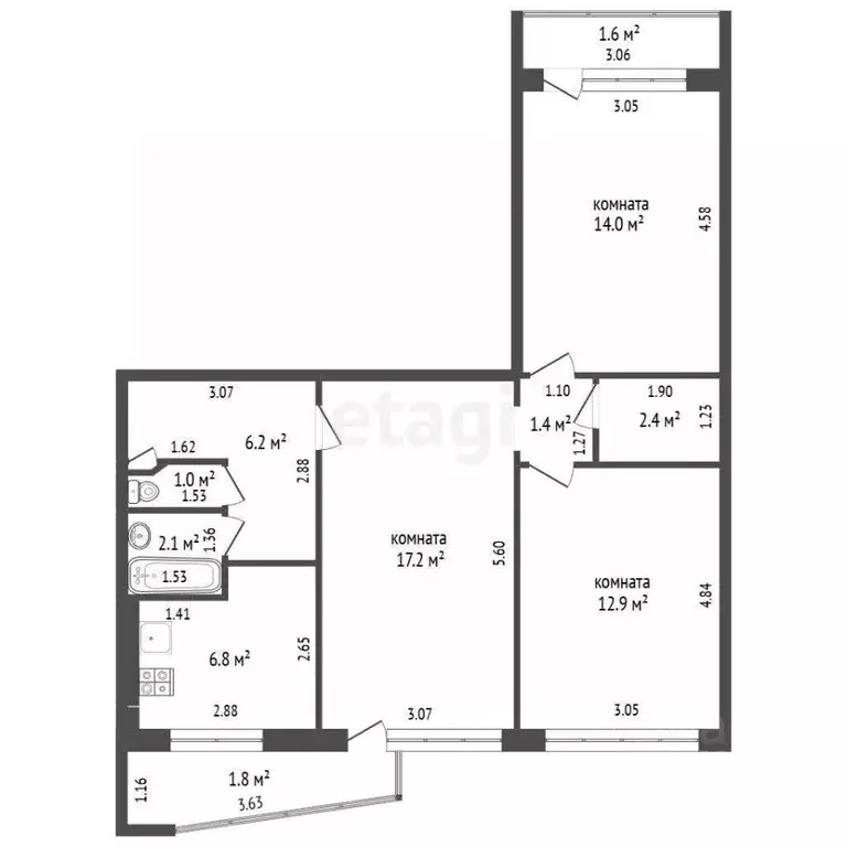 3-к кв. Калининградская область, Калининград ул. Богдана Хмельницкого, ... - Фото 1