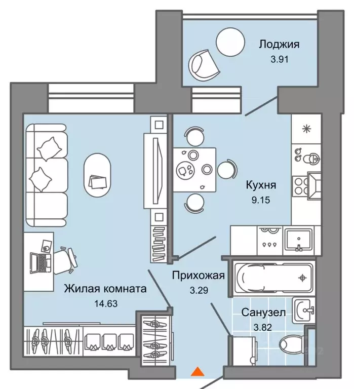 1-к кв. Кировская область, Киров Знак жилой комплекс (33.0 м) - Фото 0