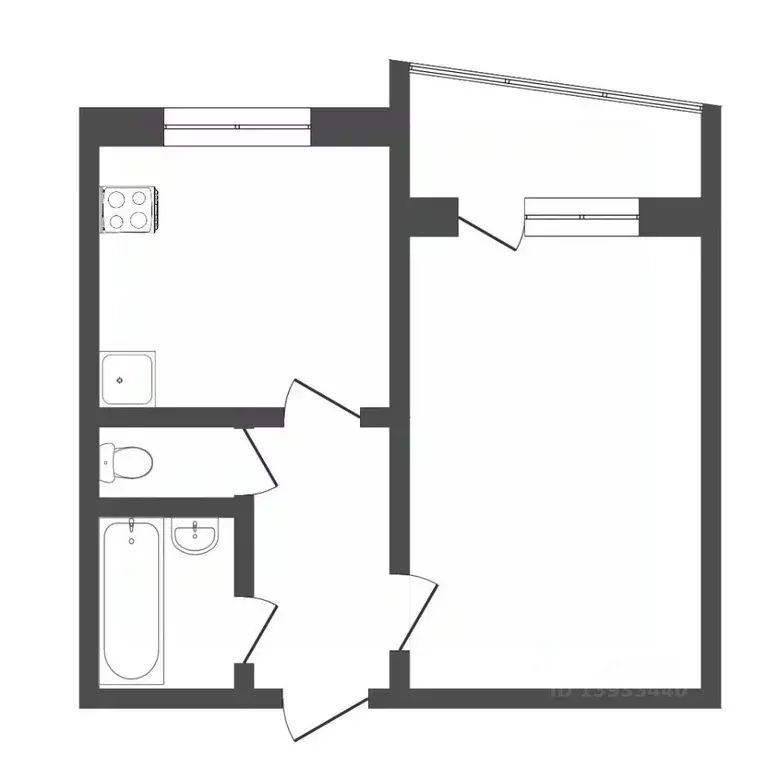 1-к кв. Тюменская область, Тюмень Мельничная ул., 24а (33.3 м) - Фото 2