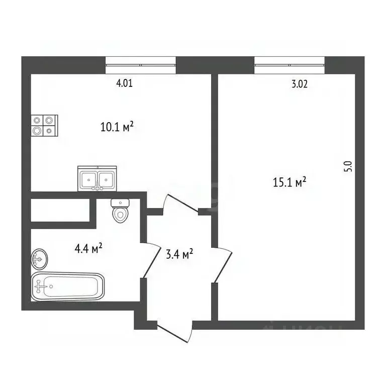 1-к кв. Московская область, Люберцы ул. Гоголя, 6 (33.0 м) - Фото 2