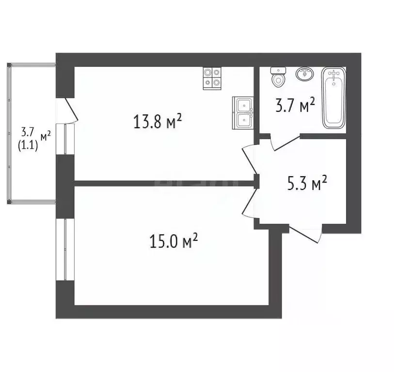1-к кв. Вологодская область, Вологда ул. Возрождения, 86А (41.4 м) - Фото 2