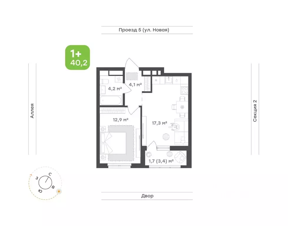 1-к кв. Свердловская область, Екатеринбург Академический мкр, 20-й ... - Фото 0