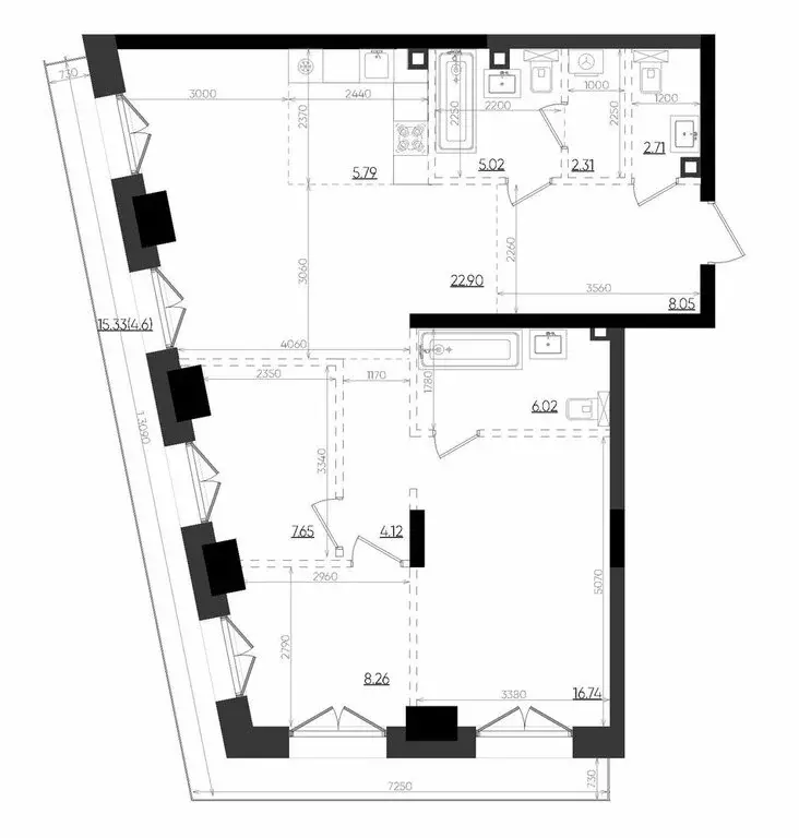 3-комнатная квартира: Казань, ЖК Яналиф (94.17 м) - Фото 1